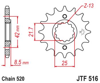 Звезда цепного привода JTF516 13  jtf516.13