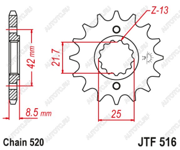 1 499 р. Звезда цепного привода JTF516 13  jtf516.13  с доставкой в г. Пермь
