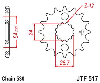 Звезда цепного привода JTF517 17RB  jtf517.17rb