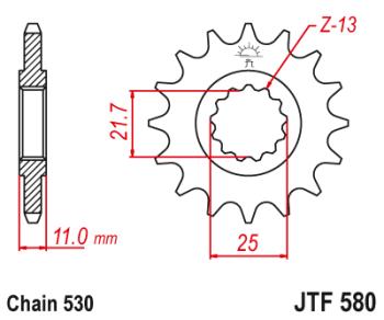 Звезда цепного привода JTF580 16RB  jtf580.16rb