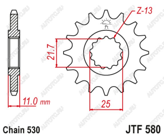 1 599 р. Звезда цепного привода JTF580 16RB  jtf580.16rb  с доставкой в г. Пермь