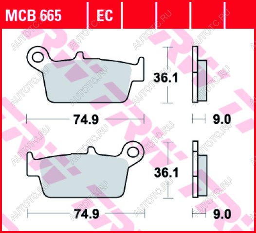 2 899 р. Тормозные колодки TRW MCB665EC  mcb665ec  с доставкой в г. Пермь