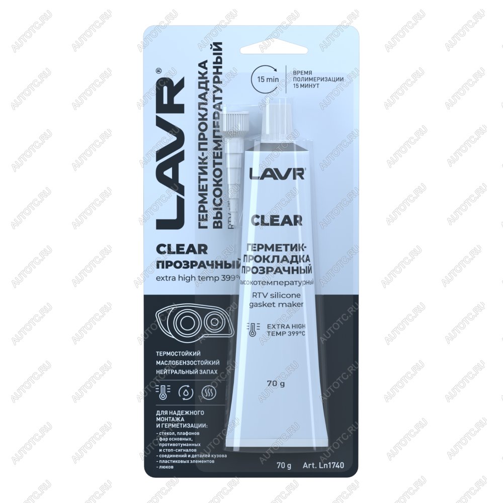 329 р. Герметик-прокладка высокотемпературный LAVR Clear 70г  ln1740  с доставкой в г. Пермь