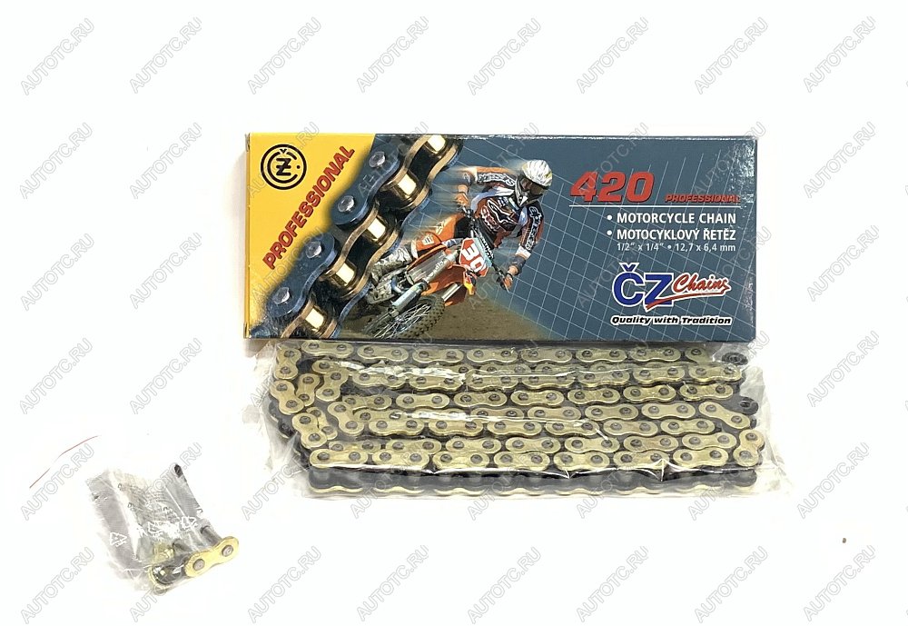 4 399 р. Цепь привода CZ Chains 420 MX Gold -116 Без сальников  420mx-116  с доставкой в г. Пермь