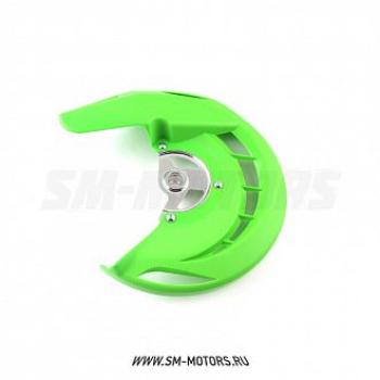 2 899 р. Защита переднего тормозного диска Kawasaki KX250F450F 06-15, KLX450 08-15  SM-PARTS зеленая  010263-185-6476  с доставкой в г. Пермь. Увеличить фотографию 1