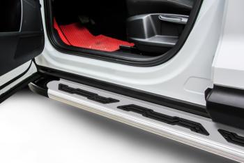 Пороги алюминиевые Alfa SLITKOFF Chery Tiggo 5  (T21) (2014-2017) дорестайлинг (Silver)