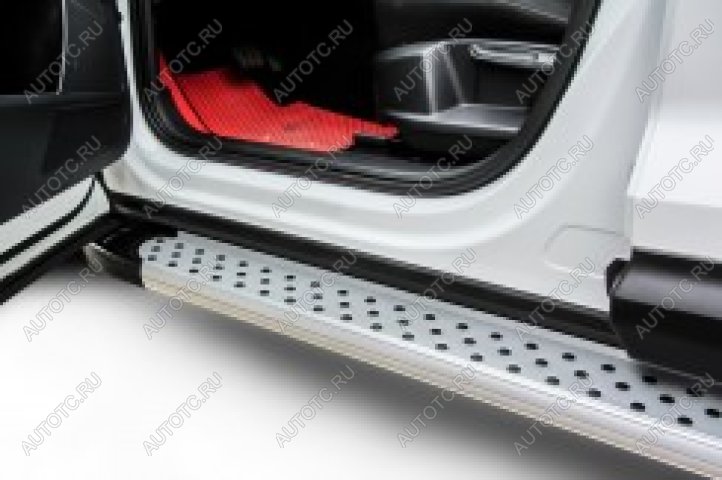 21 849 р. Пороги алюминиевые (2.0) Standart SLITKOFF Honda CR-V RM1,RM3,RM4 рестайлинг (2014-2018) (Silver)  с доставкой в г. Пермь