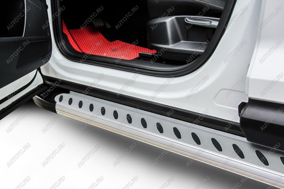 21 849 р. Пороги алюминиевые (PREMIUM) Prestige SLITKOFF  Hyundai Santa Fe  DM (2015-2019) рестайлинг (Silver)  с доставкой в г. Пермь