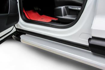 Пороги алюминиевые (TRAILHAWK) Optima SLITKOFF Jeep Cherokee  KL (2014-2017) дорестайлинг (Silver)