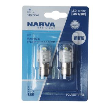 1 069 р. Лампа светодиодная 12V P21/5W BAY15d блистер (2шт.) LED NARVA NARVA 18147-2бл NARVA 18147-2бл  с доставкой в г. Пермь. Увеличить фотографию 1