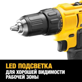 22 999 р. Дрель-шуруповерт аккумуляторный 18.0В 2.0Ач (2 АКБ Li-Ion, кейс) DEWALT DEWALT dcd771d2 DEWALT dcd771d2  с доставкой в г. Пермь. Увеличить фотографию 4