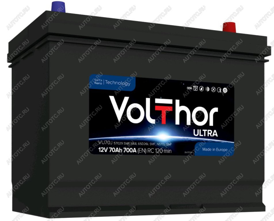 13 599 р. Аккумулятор VOLTHOR EFB 70Ач обратная полярность VOLTHOR 6ст70(0) 57029 d26  с доставкой в г. Пермь