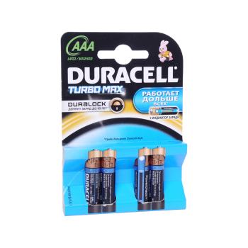 329 р. Батарейка AAA LR03 1.5V блистер (4шт.) Alkaline Turbo DURACELL  d-lr03t  с доставкой в г. Пермь. Увеличить фотографию 1