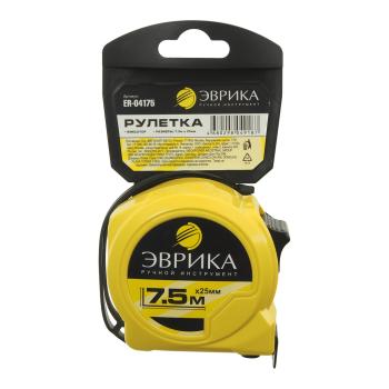 439 р. Рулетка 7.5м 25мм пластиковый корпус с фиксатором ЭВРИКА ЭВРИКА er-04175 ЭВРИКА er-04175  с доставкой в г. Пермь. Увеличить фотографию 1