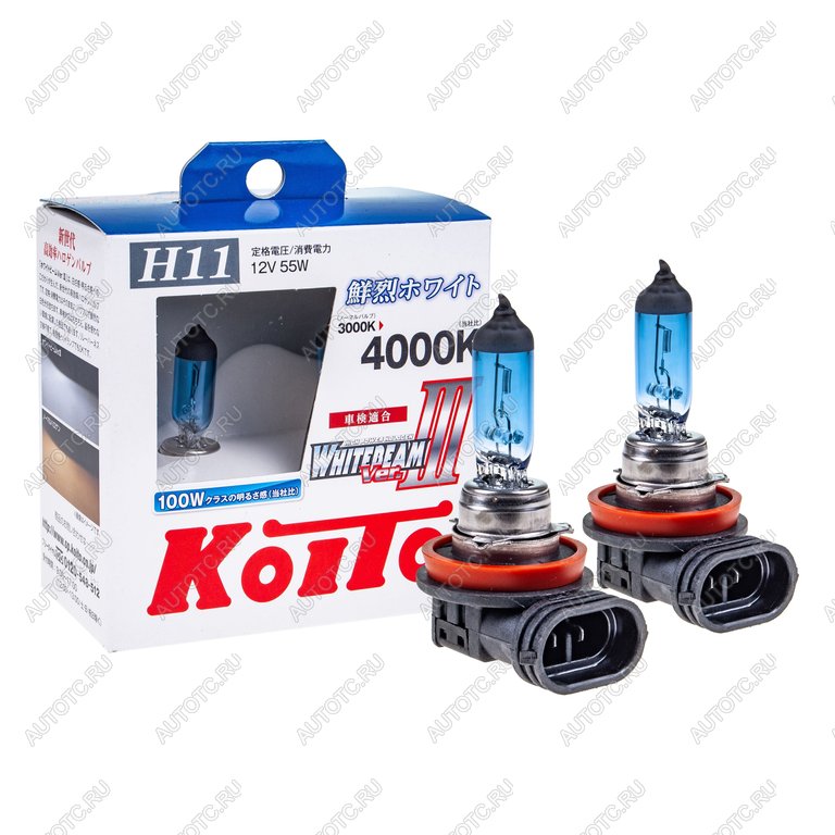 3 499 р. Лампа 12V H11 55W PGJ19-2 +100% бокс (2шт.) Whitebeam KOITO KOITO p0750w KOITO p0750w  с доставкой в г. Пермь