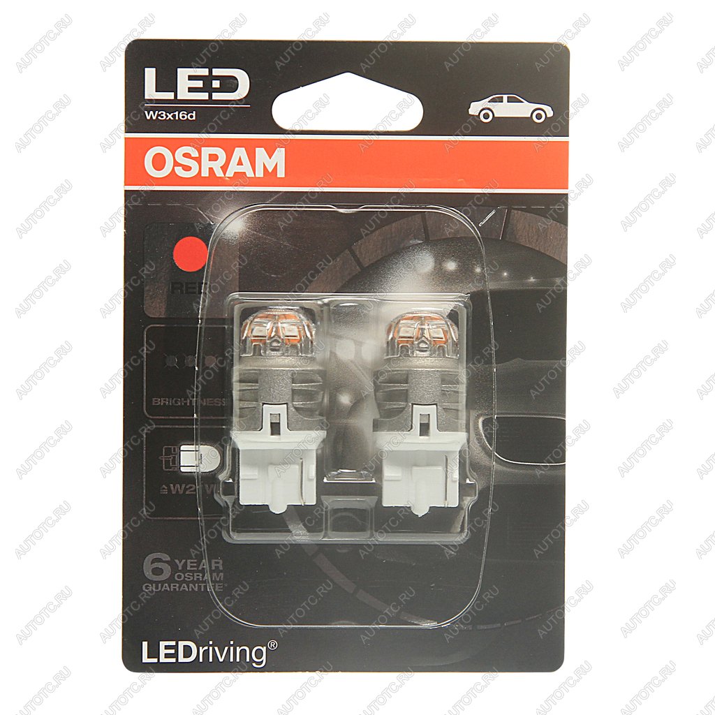 1 649 р. Лампа светодиодная 12V W21W W3x16d бесцокольная блистер (2шт.) Red OSRAM OSRAM 7905r-02b OSRAM 7905r-02b  с доставкой в г. Пермь