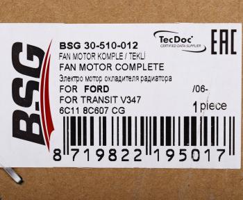 10 449 р. Вентилятор FORD Transit (06-) охлаждения радиатора BSG BSG bsg30510012 BSG bsg30510012  с доставкой в г. Пермь. Увеличить фотографию 4