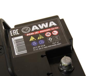 7 999 р. Аккумулятор AWA PRO 60Ач обратная полярность AWA 6ст60(0)  с доставкой в г. Пермь. Увеличить фотографию 2