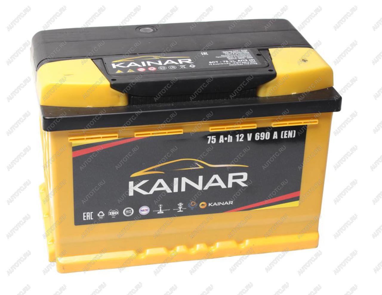 9 199 р. Аккумулятор KAINAR 75Ач обратная полярность, низкий KAINAR 6ст75(0)  с доставкой в г. Пермь