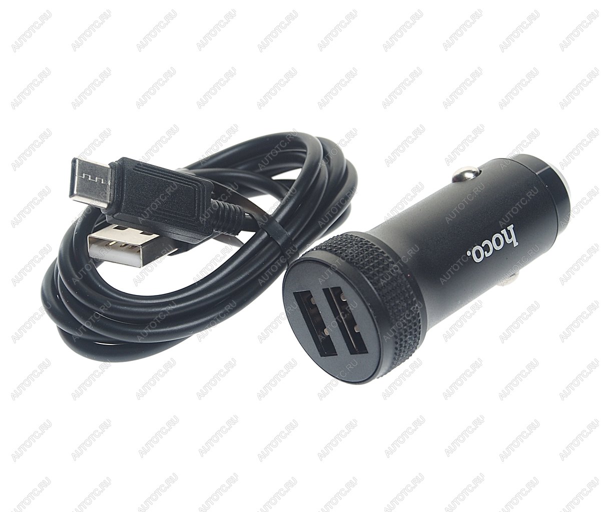 253 р. Устройство зарядное в прикуриватель 2USB 12V кабель USB Type C HOCO HOCO z49 black  с доставкой в г. Пермь