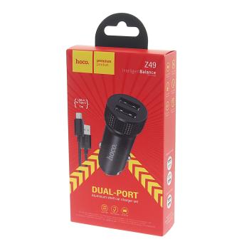 253 р. Устройство зарядное в прикуриватель 2USB 12V кабель USB Type C HOCO HOCO z49 black  с доставкой в г. Пермь. Увеличить фотографию 3
