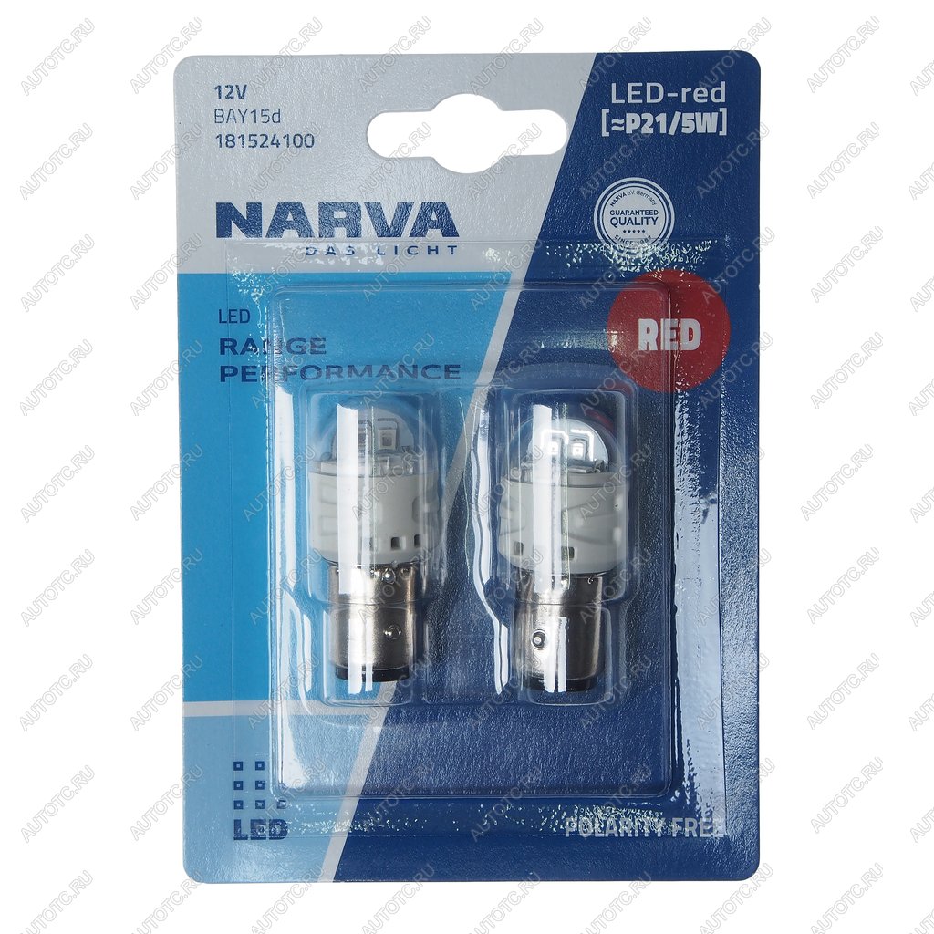 1 069 р. Лампа светодиодная 12V P215W BAY15d блистер (2шт.) LED Red NARVA NARVA 18152-2бл  с доставкой в г. Пермь