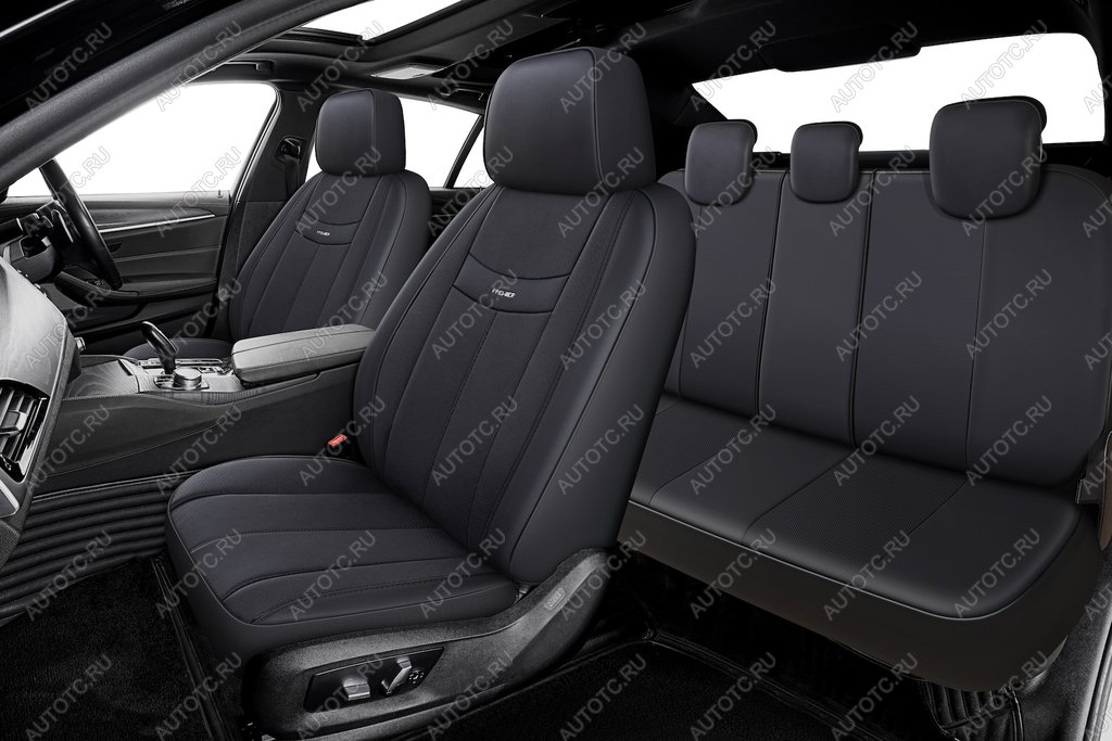 4 399 р. Авточехлы универсальные экокожа черные (11 предм.) Amulet PREMIER PREMIER amt1000  с доставкой в г. Пермь