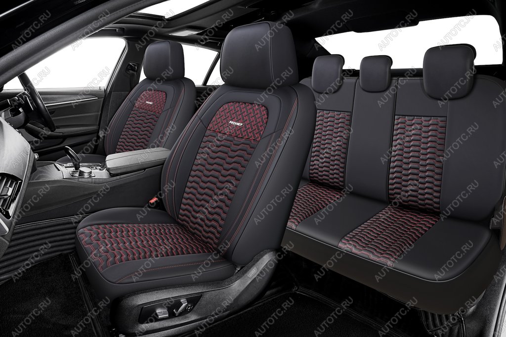 5 299 р. Авточехлы универсальные экокожа черно-красные (11 предм.) Lord PREMIER PREMIER lod1020  с доставкой в г. Пермь