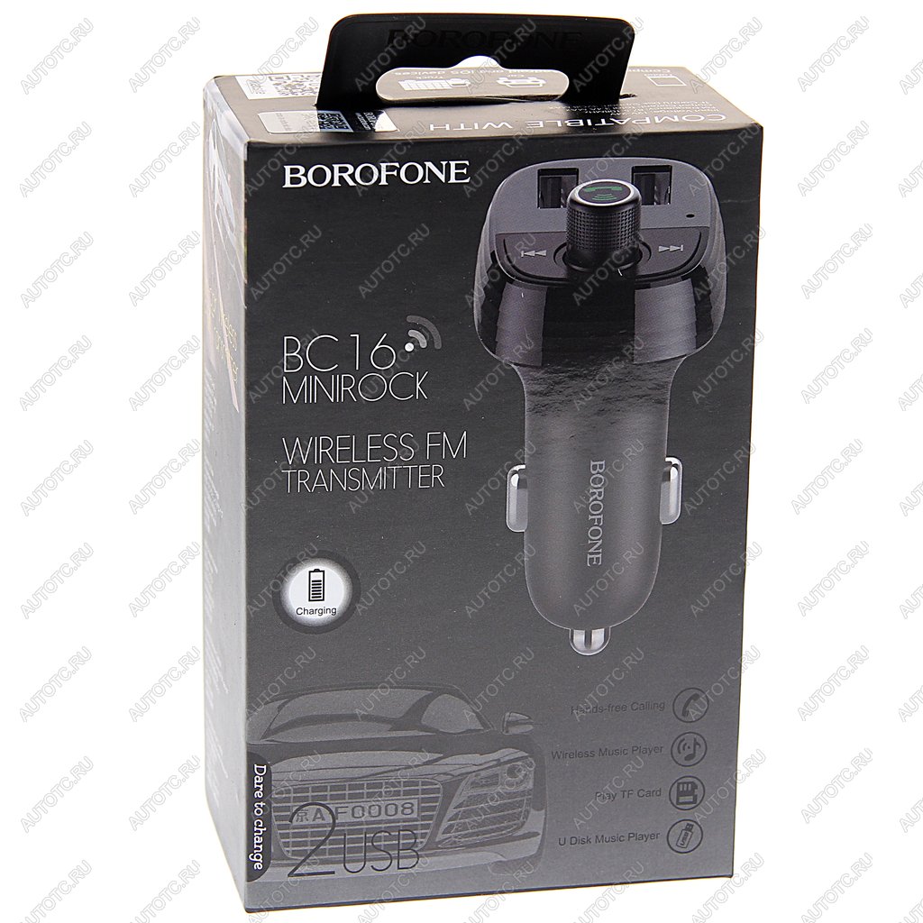 1 199 р. Устройство зарядное в прикуриватель с трансмиттером (bluetooth,hands free) BOROFONE BOROFONE bc16 black  с доставкой в г. Пермь