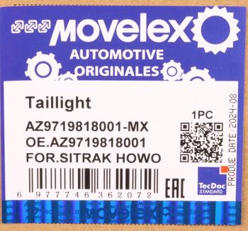 2 299 р. Фонарь задний SITRAK HOWO левый MOVELEX MOVELEX az9719818001-mx  с доставкой в г. Пермь. Увеличить фотографию 9
