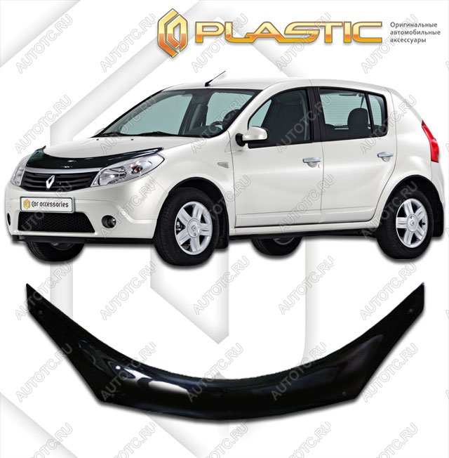 2 379 р. Дефлектор капота (exclusive)Classic черныйRenaultSandero 2009-2014  2010060104837  с доставкой в г. Пермь