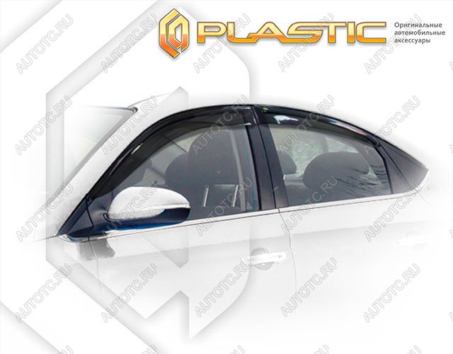2 099 р. Ветровики дверейClassic полупрозрачныйHyundaiSolaris рестайлинг2020–н.в.HCR Chrome molding=120,  2010030315652  с доставкой в г. Пермь