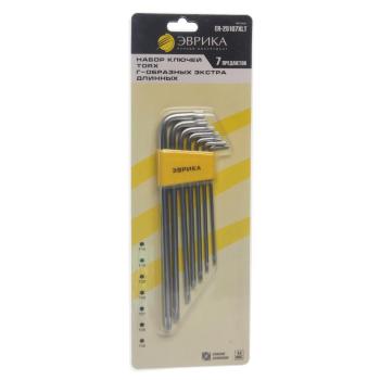 266 р. Набор ключей TORX T10-Т40 Г-образных экстрадлинных 7 предметов ЭВРИКА ЭВРИКА er-25107xlt  с доставкой в г. Пермь. Увеличить фотографию 1