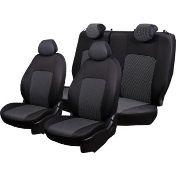 5 549 р. Комплект чехлов для сидений (РЗСиС 40/60 3Г Жаккард) Дублин Lord Autofashion Chevrolet Spark M200,250 (2005-2010) (черный, вставка Сеул серый)  с доставкой в г. Пермь. Увеличить фотографию 4