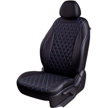 Комплект чехлов для сидений (РЗСиС 60/40 3Г Орегон) БАЙРОН ст БАЙРОН Lord Autofashion Ford Kuga 2 дорестайлинг (2013-2016) (черный, вставка черная, строчка синяя)