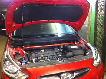 3 799 р. Растяжка передних стоек Kia Rio III (2011-), Hyndai Solaris (2010-) ТехноМастер ТехноМастер 688245160  с доставкой в г. Пермь. Увеличить фотографию 1