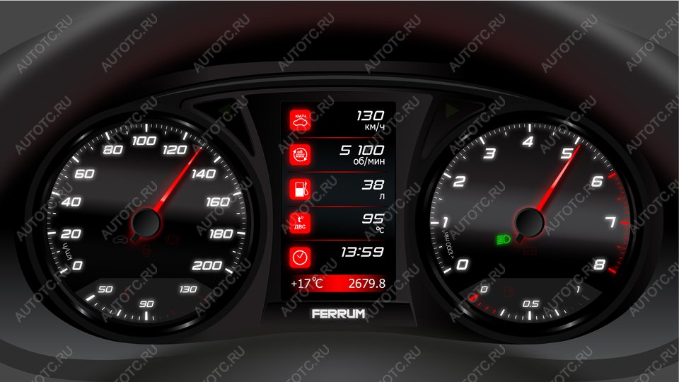 16 777 215 р. Электронная комбинация Renault Logan, Largus, Sandero GAMMA GF-890 (black) Ferrum 688247237  с доставкой в г. Пермь