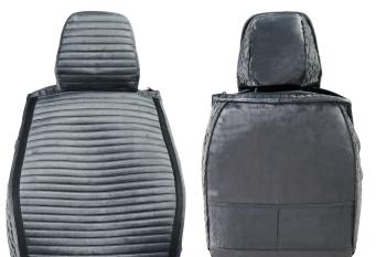 3 299 р. Каркасные накидки для сидений автомобиля из велюра со вставкой из кожи Horizont Серый Seintex 317852  с доставкой в г. Пермь. Увеличить фотографию 3