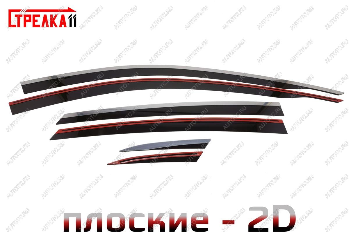 6 999 р. Дефлекторы окон 2D с хром накладками (USA) Стрелка11  Chevrolet Malibu  9 (2016-2025) (черные)  с доставкой в г. Пермь