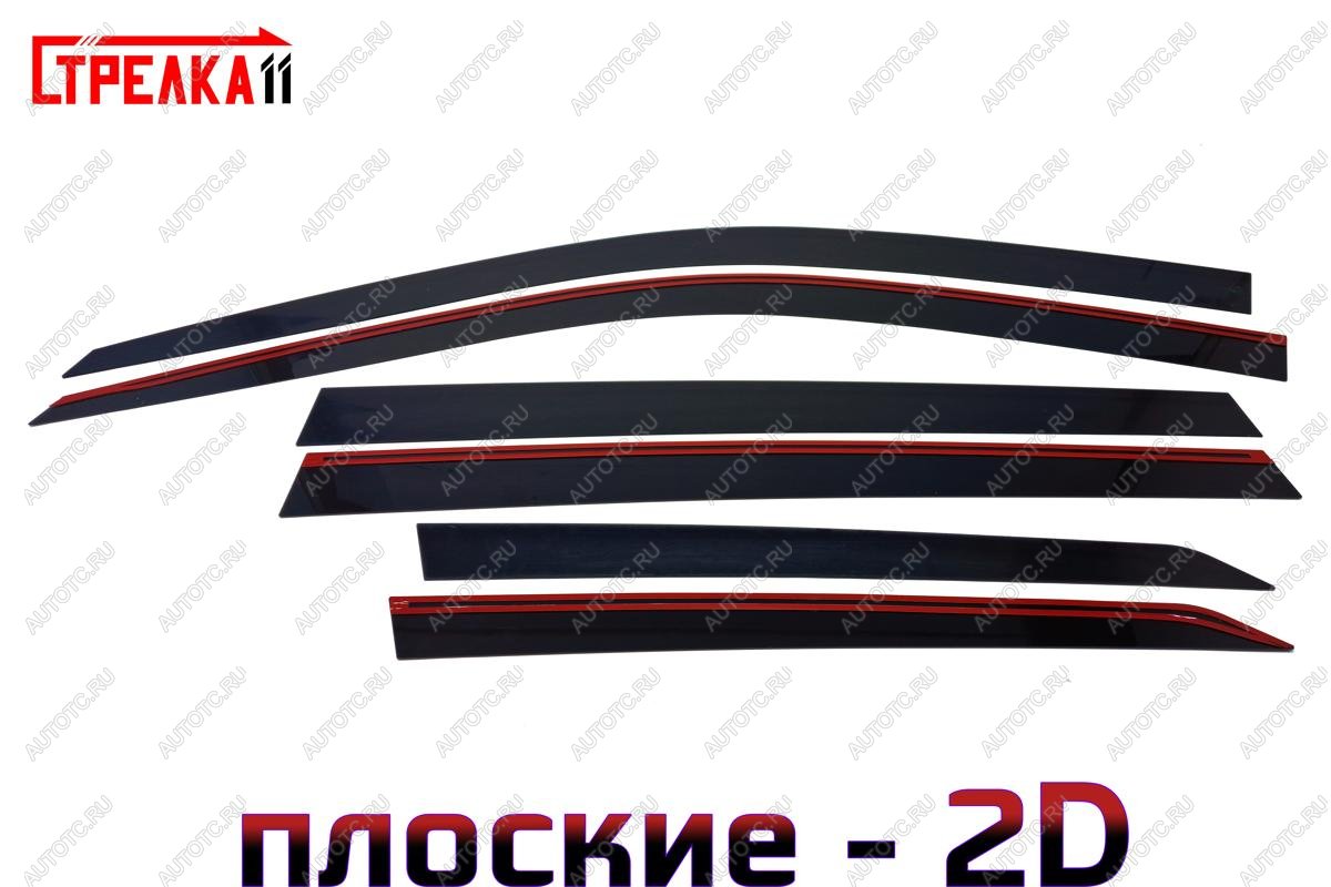 4 699 р. Дефлекторы окон 2D Стрелка11  Honda Pilot  YF6 (2016-2019) дорестайлинг (черные)  с доставкой в г. Пермь