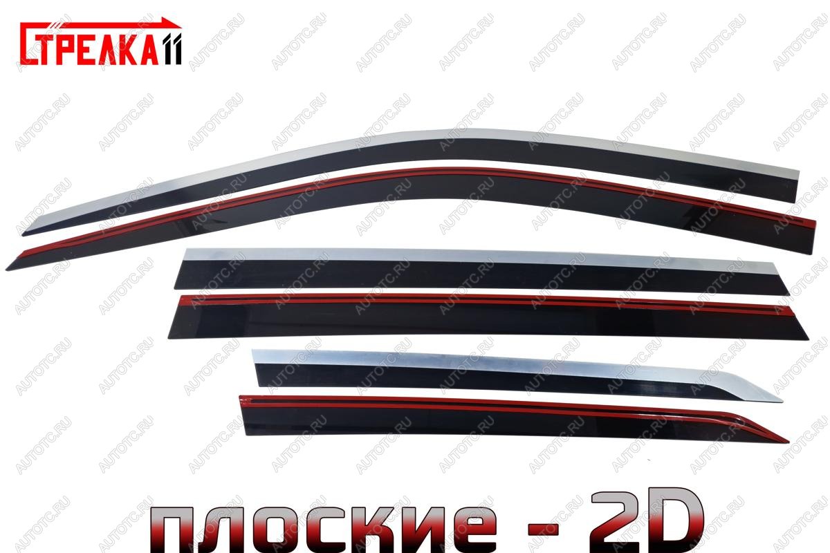 6 999 р. Дефлекторы окон 2D с хром накладками Стрелка11  Honda Pilot  YF6 (2016-2019) дорестайлинг (черные)  с доставкой в г. Пермь