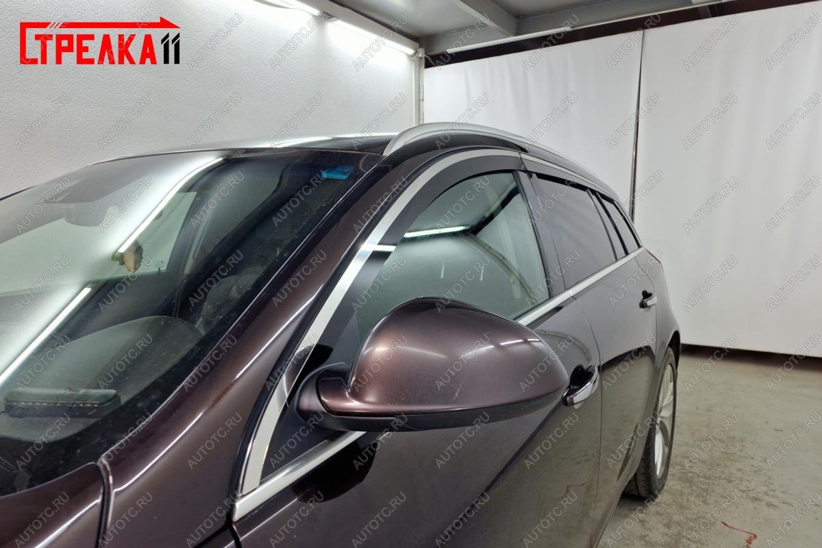 6 949 р. Дефлекторы окон 2D с хром накладками Стрелка11  Opel Insignia  A (2013-2017) универсал рестайлинг (черные)  с доставкой в г. Пермь