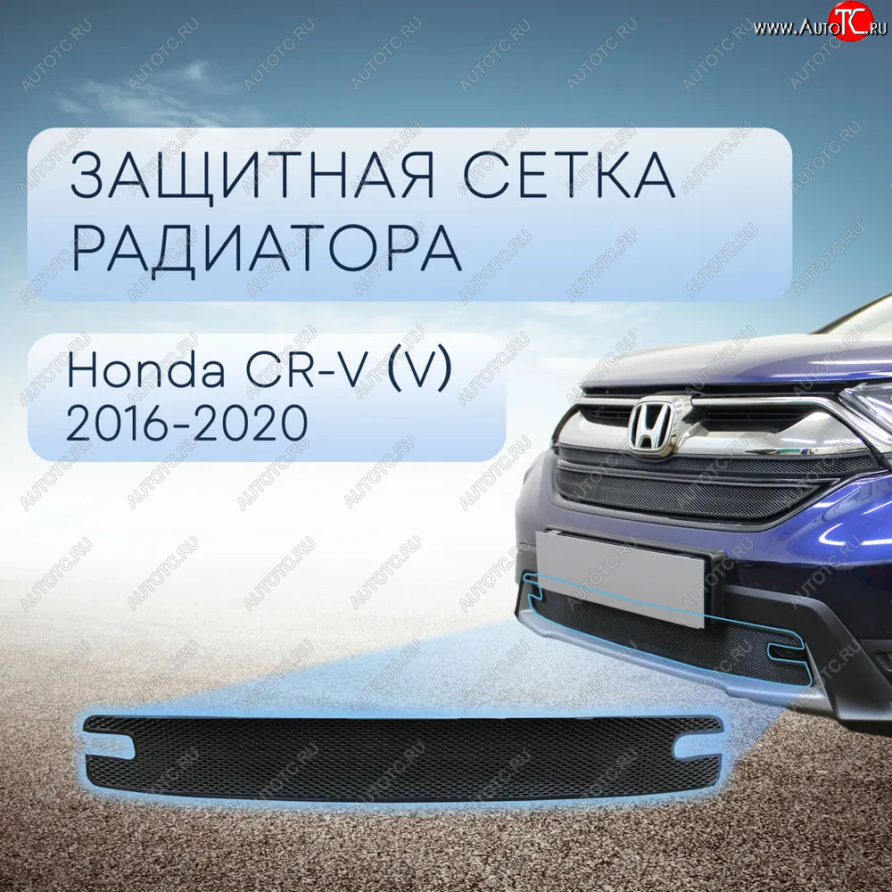 3 069 р. Защитная сетка в бампер (низ, ячейка 3х7 мм) Alfeco Стандарт Honda CR-V RW,RT дорестайлинг (2016-2020) (Чёрная)  с доставкой в г. Пермь