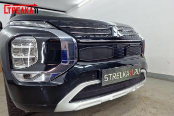 2 999 р. Защита радиатора (низ) Стрелка11 Стандарт Mitsubishi Outlander GN (2021-2025) (черная)  с доставкой в г. Пермь. Увеличить фотографию 2