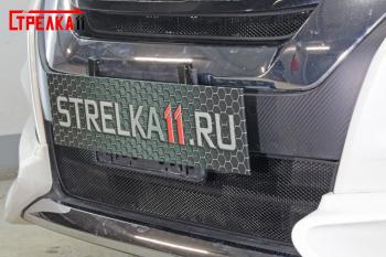Защита радиатора (верх) Стрелка11 Стандарт Nissan Serena  C27 (2016-2019) минивэн дорестайлинг (черная)