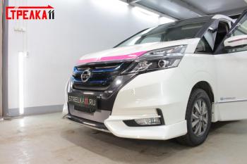 Защита радиатора (верх) Стрелка11 Стандарт Nissan Serena  C27 (2016-2019) минивэн дорестайлинг (хром)