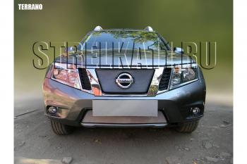 Защита радиатора (низ) Стрелка11 Стандарт Nissan Terrano  D10 (2013-2016) дорестайлинг (хром)