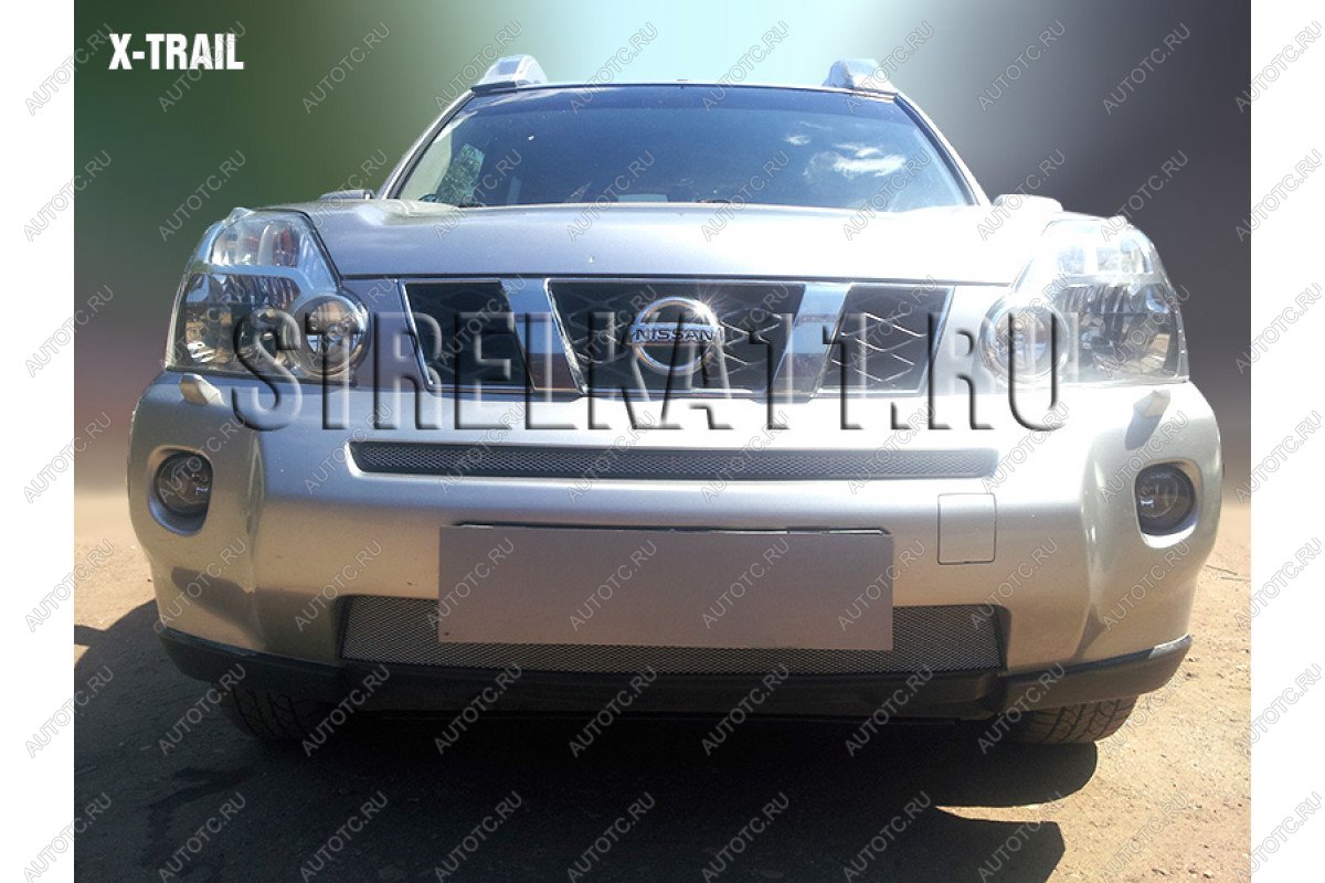 2 699 р. Защита радиатора (середина) Стрелка11 Стандарт  Nissan X-trail  2 T31 (2007-2011) дорестайлинг (хром)  с доставкой в г. Пермь