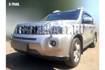 2 699 р. Защита радиатора (середина) Стрелка11 Стандарт  Nissan X-trail  2 T31 (2007-2011) дорестайлинг (хром)  с доставкой в г. Пермь. Увеличить фотографию 2