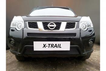2 569 р. Защита радиатора (середина) Стрелка11 Стандарт Nissan X-trail 2 T31 рестайлинг (2010-2015) (черная)  с доставкой в г. Пермь. Увеличить фотографию 2